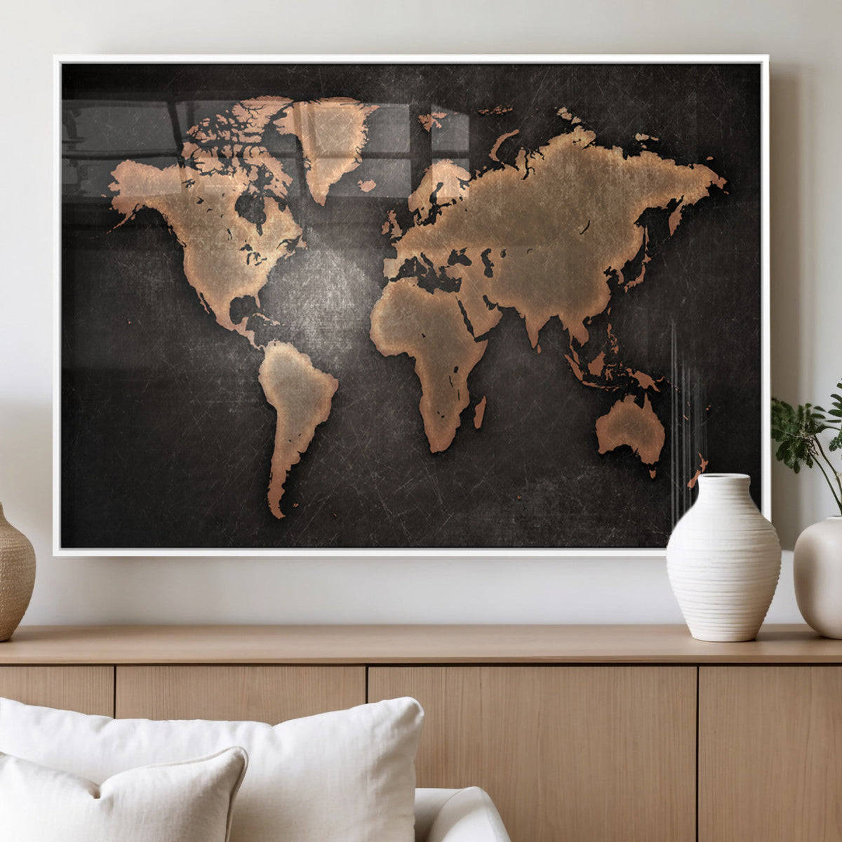 World Map Canvas Print – Framed Travel Map Wall Art for