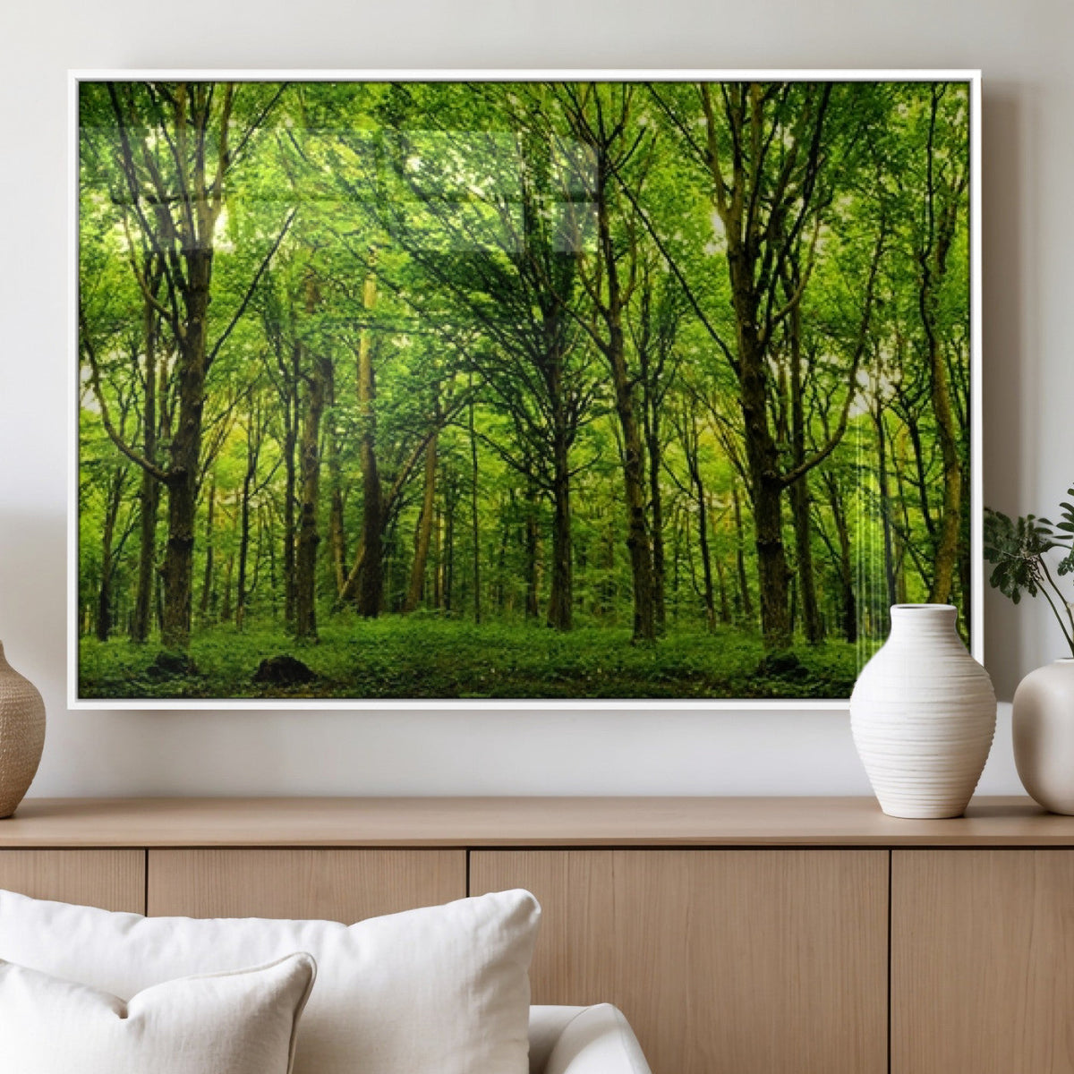 Lush Green Forest Canvas Print | 3-Panel Forest Wall Art |