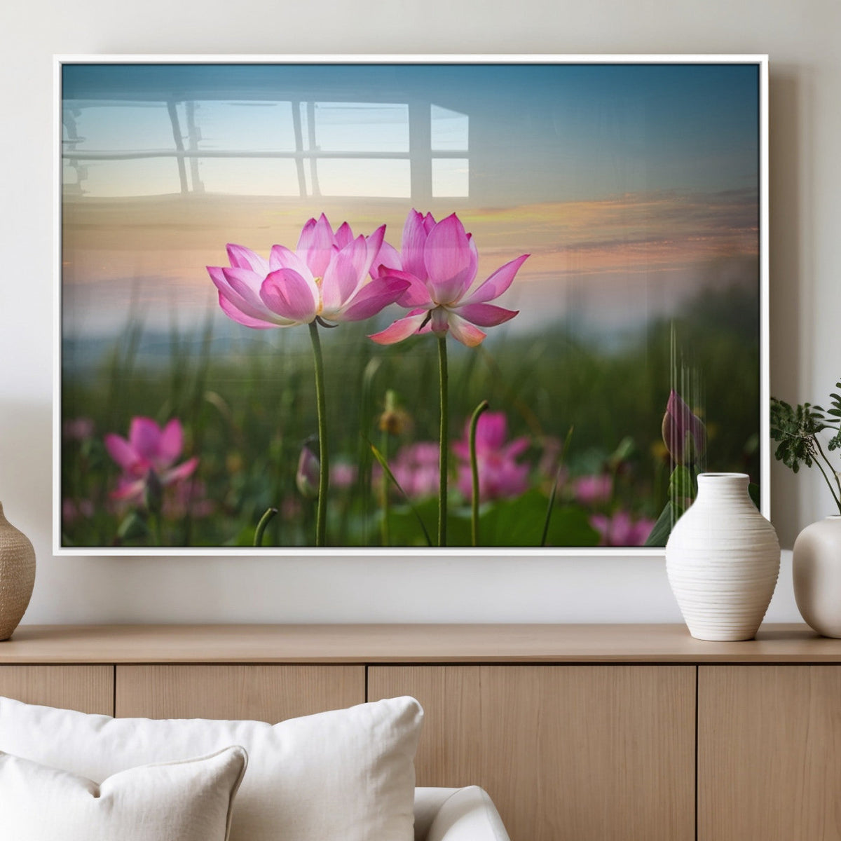 Pink Flower on the Mountain Canvas Print, Framed Pink Flower