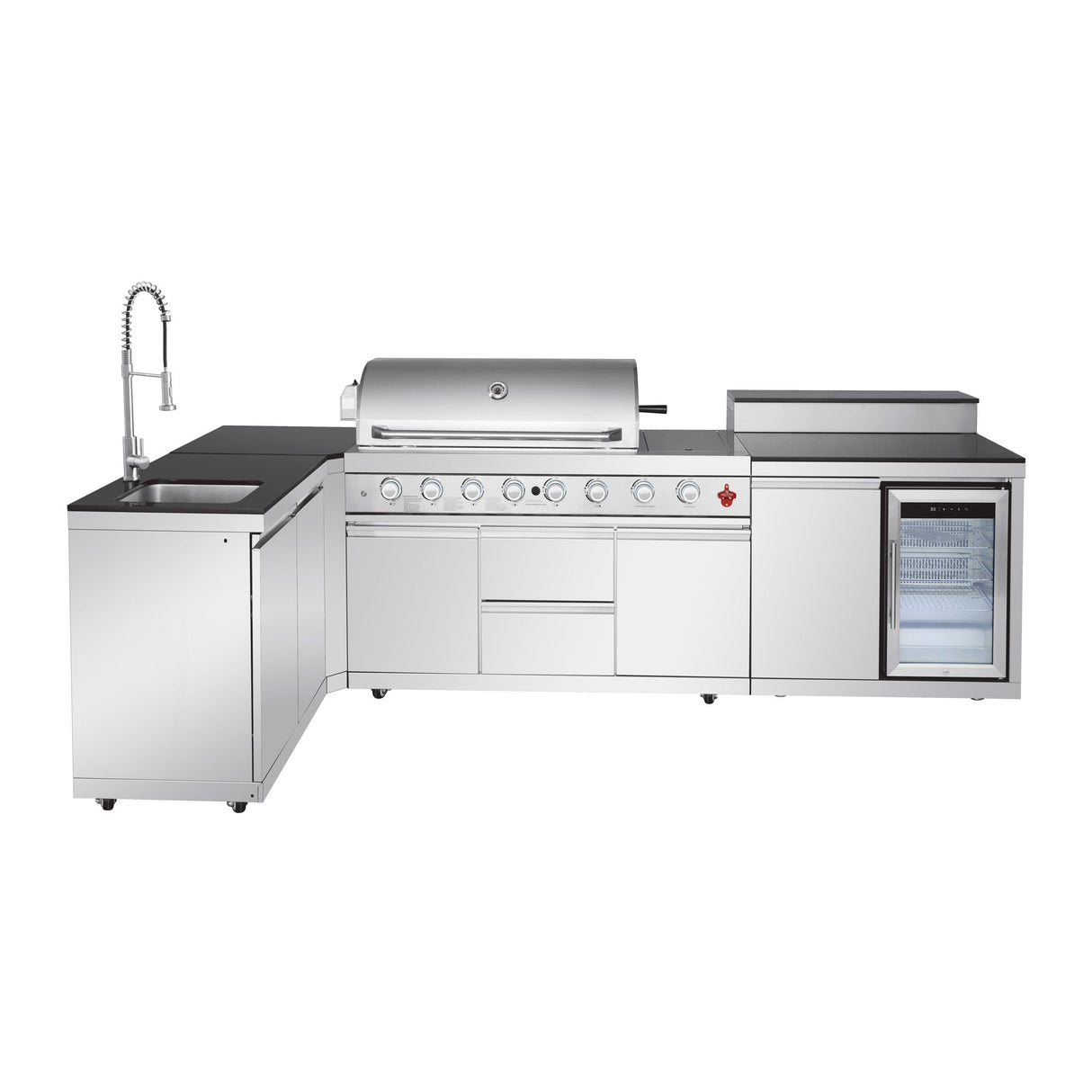 Outdoor Kitchen Island with 6+1 Burner Propane Gas BBQ Grill