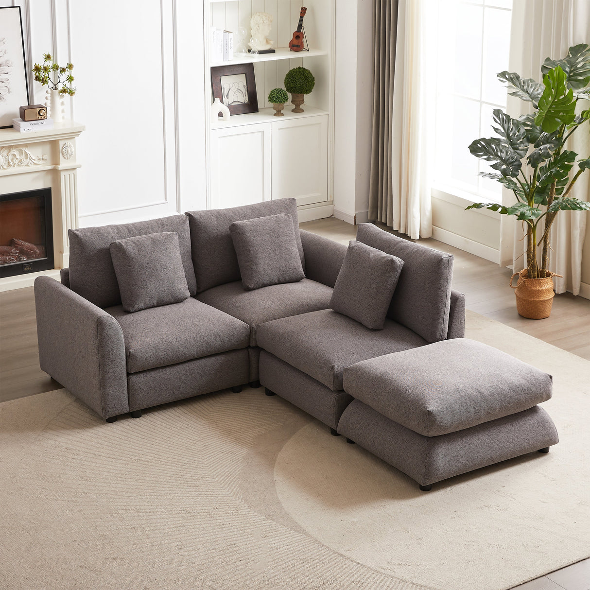 102.2 Inch Combination Modular Sofa with OttomanGrey