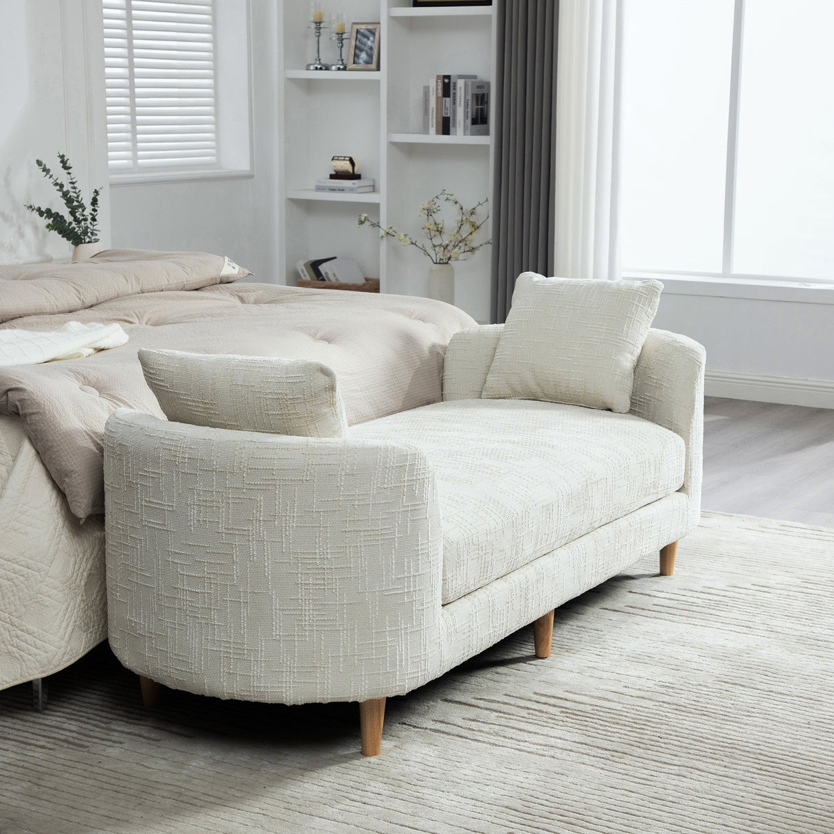 77.17" Wide Modern Upholstered End of Bed Bench