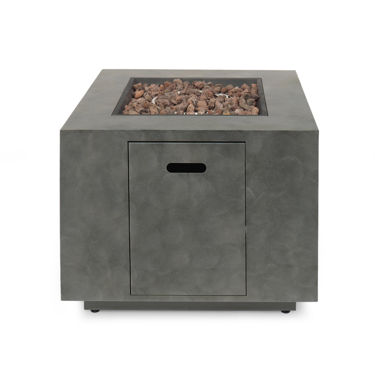 Modern Iron Square Fire Pit with Stone Gray Finish