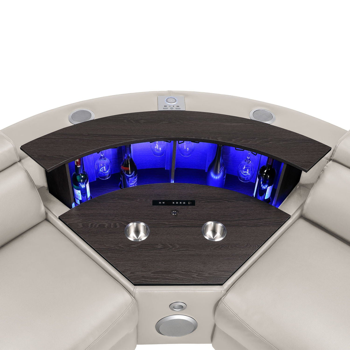 Nova - Sectional With Bluetooth Speaker, LED And Lifting Wine Cabinet