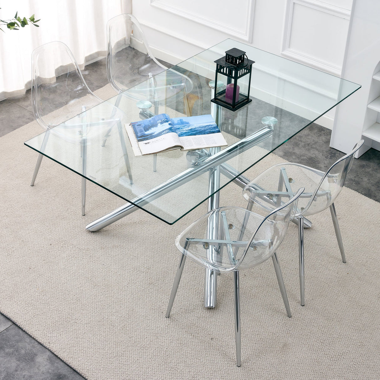 Modern Minimalist Transparent Dining Chair - 6-Piece Set