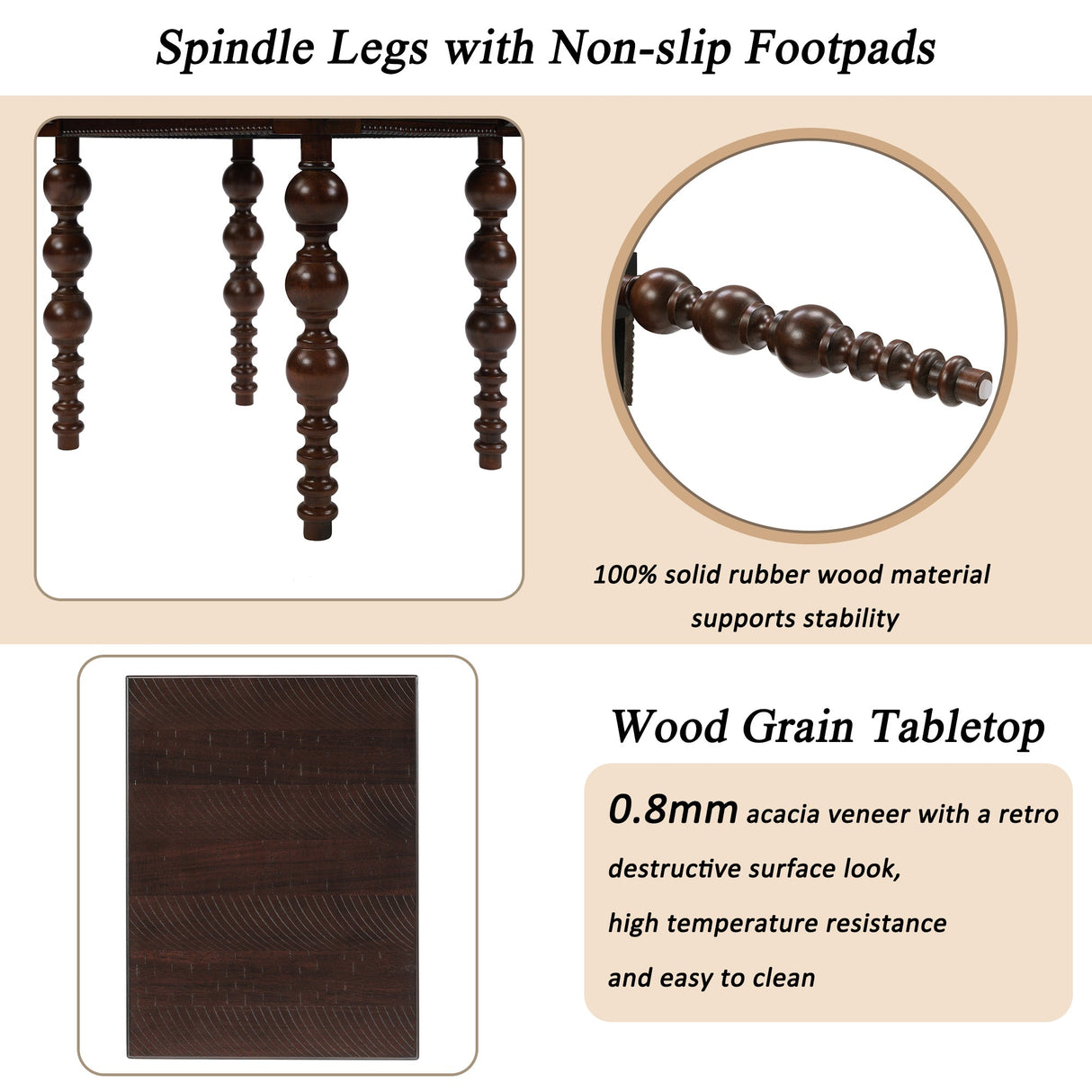 Solid Wood End Table with Drawer Espresso