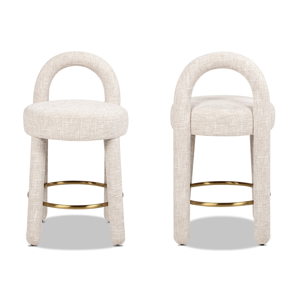 Penny 26.5" Round Arched Upholstered Counter Stool, Set of 2