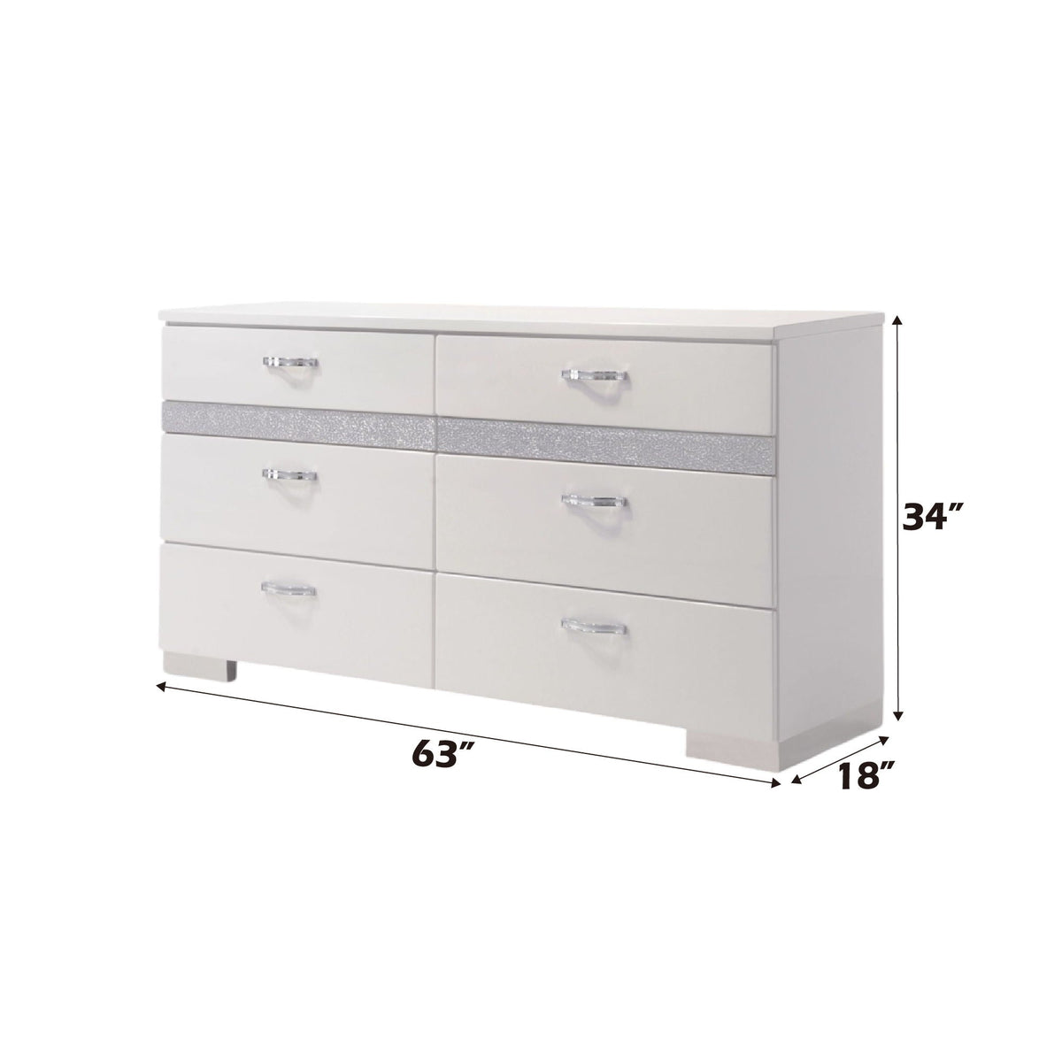 Naima II White Dresser with Jewelry Organizers