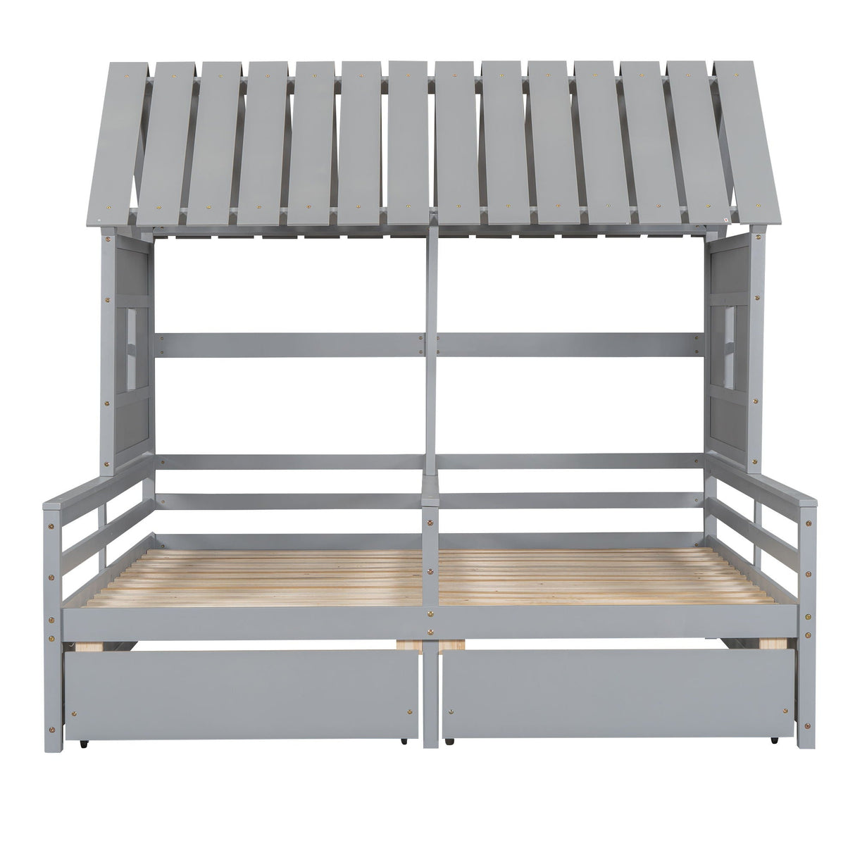 House Platform Beds With 2 Drawers, Side By Side Design