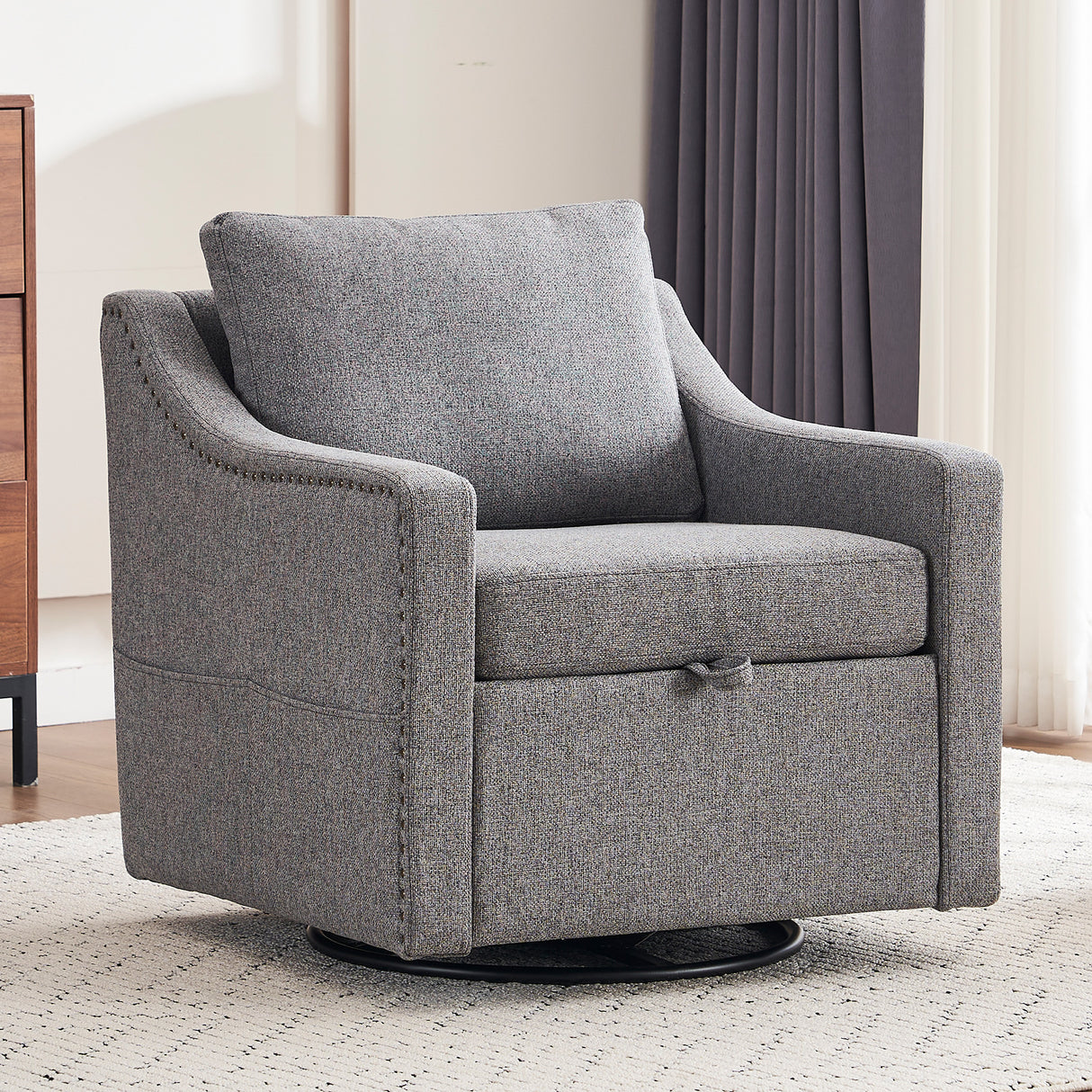 Linen-Fabric-360°-Swivel-Accent-Chair-with-Upholstered--Gray-Accent-Chairs