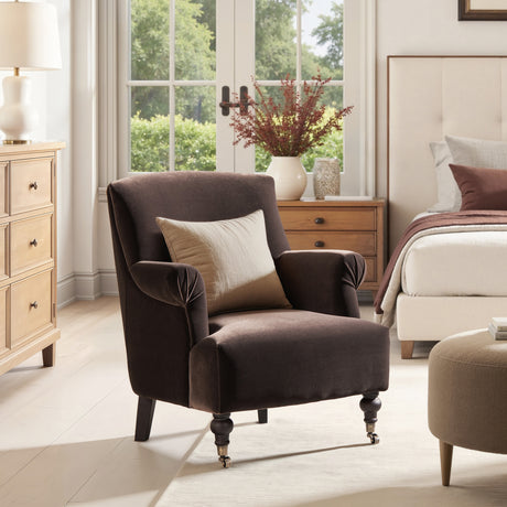 Eloise-30'-Pleated-Sock-Arm-Accent-Armchair-Deep-Brown-Performance-Velvet-Accent-Chairs