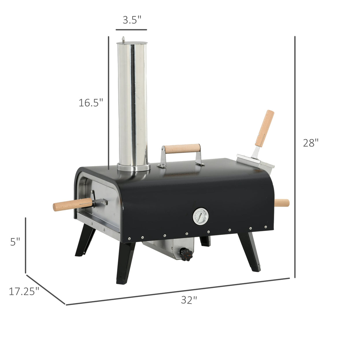 Outsunny Outdoor Pizza Oven with 12" Rotating Stone and Foldable Legs
