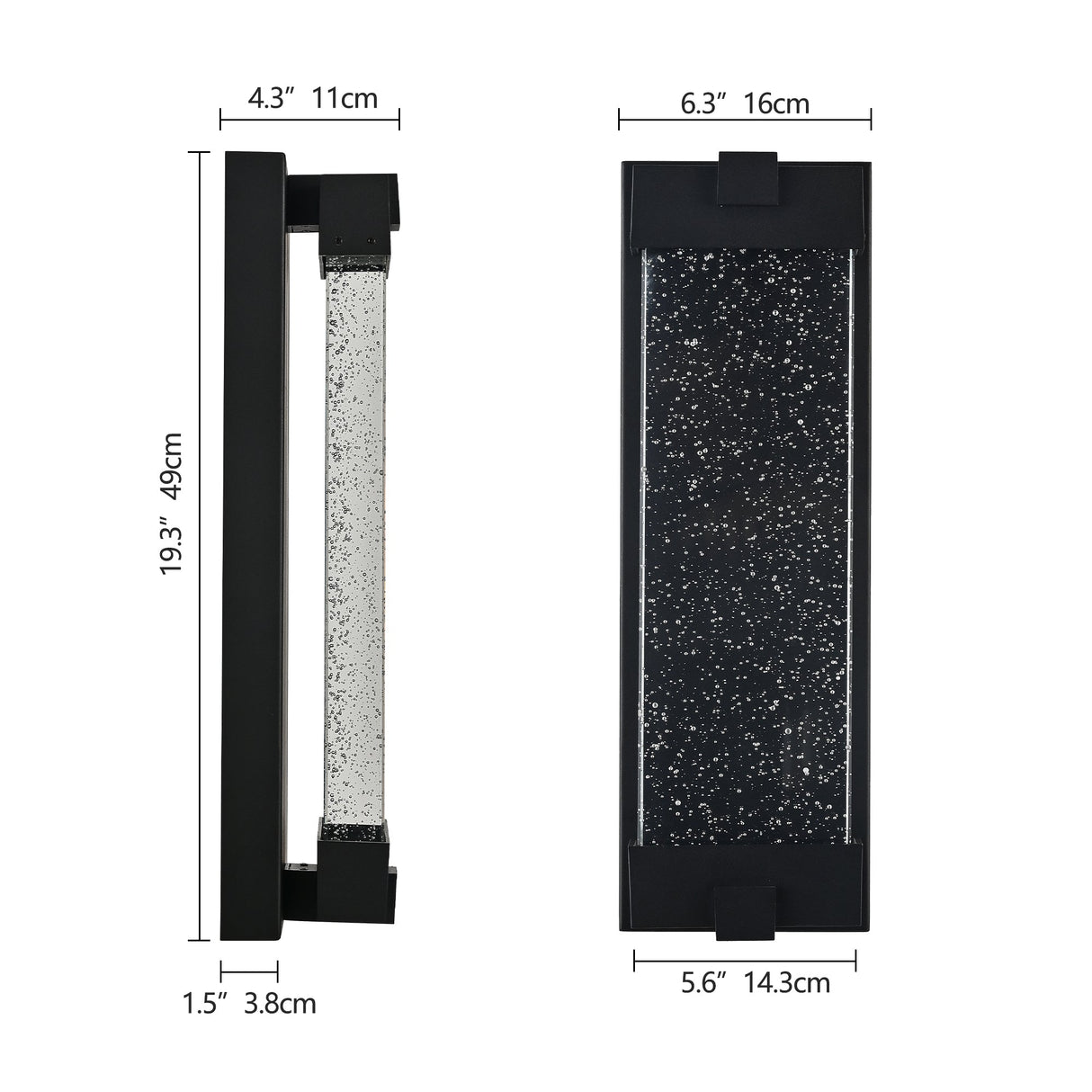 Black Aluminum Outdoor Wall Light with Bubble Crystal