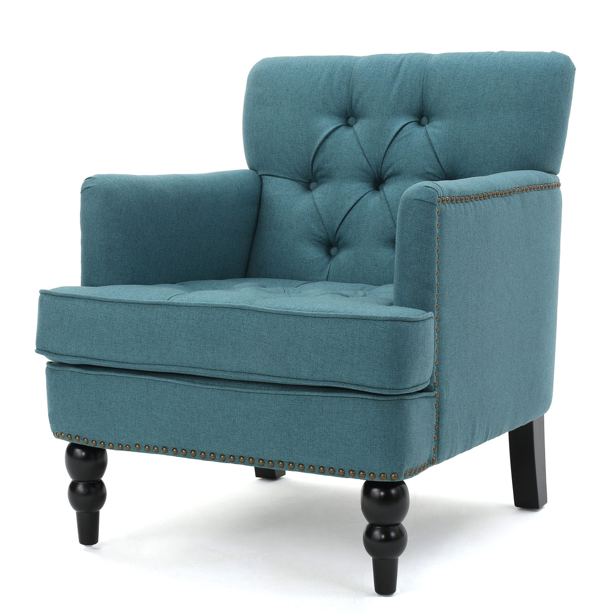 Harrison Tufted Club Chair with Plush Cushion and Studded Trim