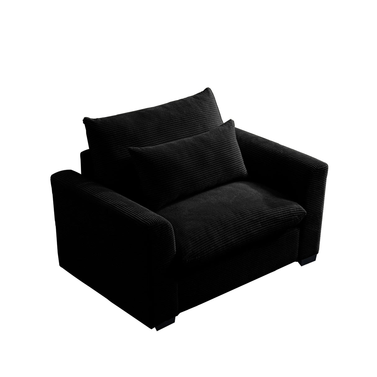 Black Corduroy Deep Seat Single Sofa Accent Chair