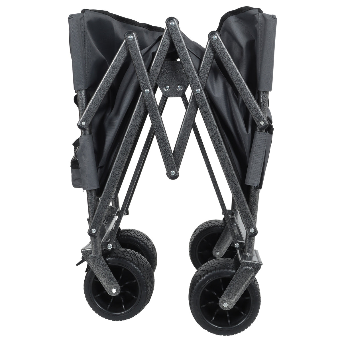 3-in-1 Convertible Folding Wagon Cart with Bench Seat & Storage - Gray