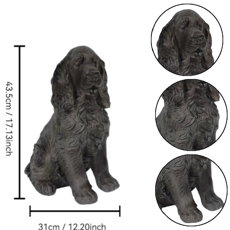 20'' Antique Finish Realistic Sitting Cocker Spaniel Dog Statue