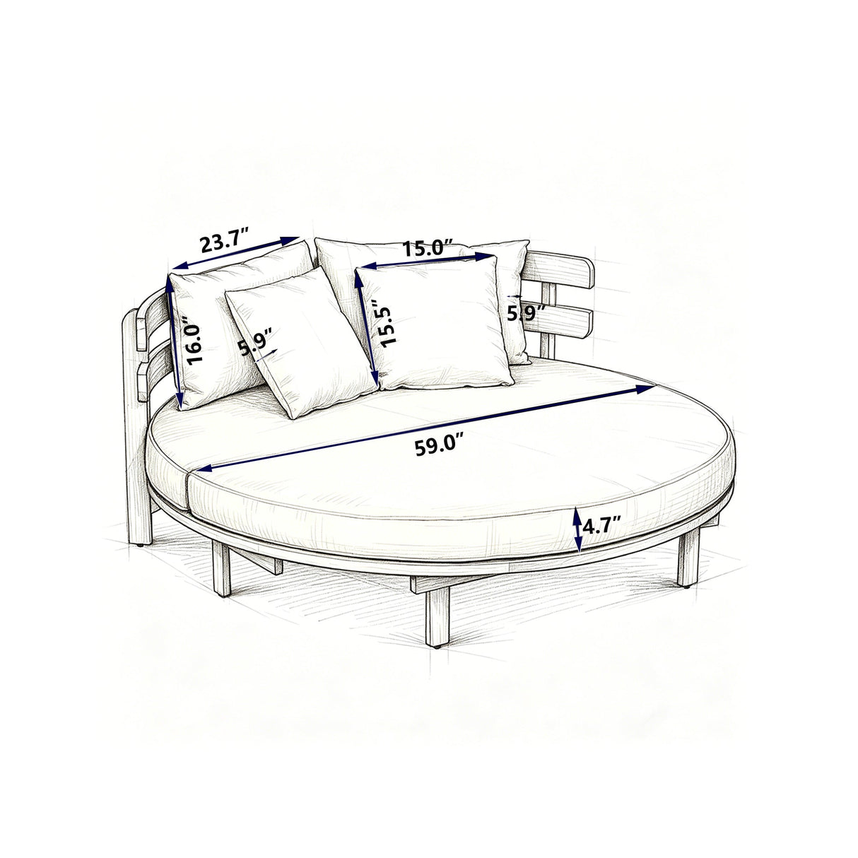 TOPMAX Outdoor Acacia Wood Round Daybed