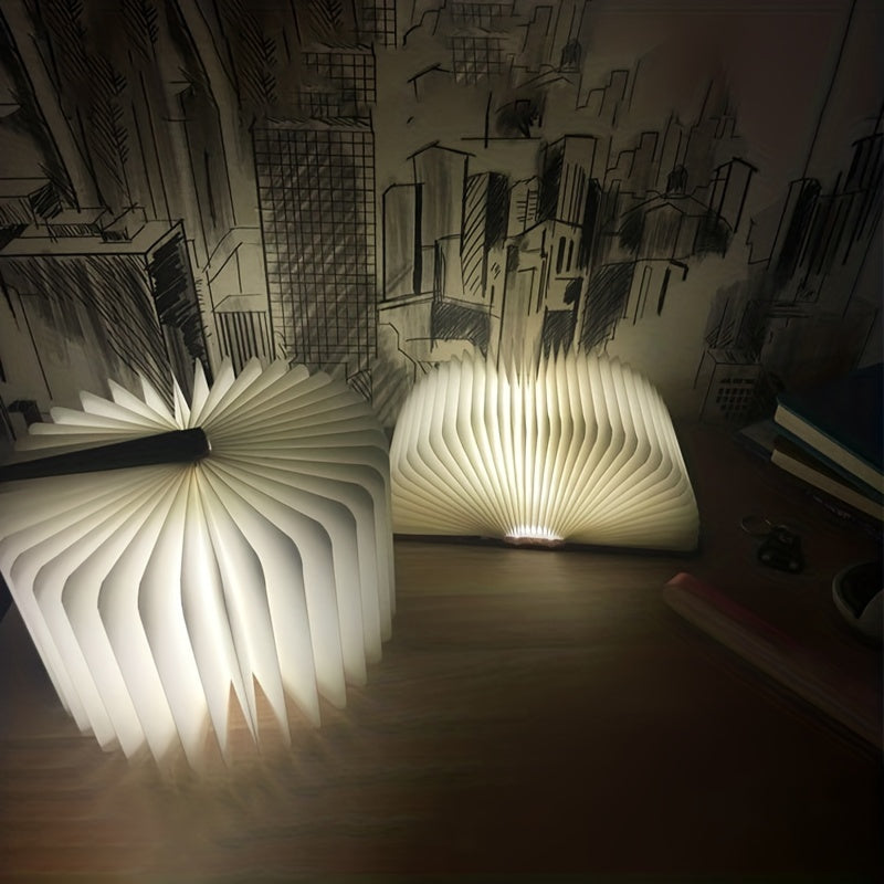 Folding Book Lamp – Rechargeable LED Bedside Light, 3-Color Portable Night Light