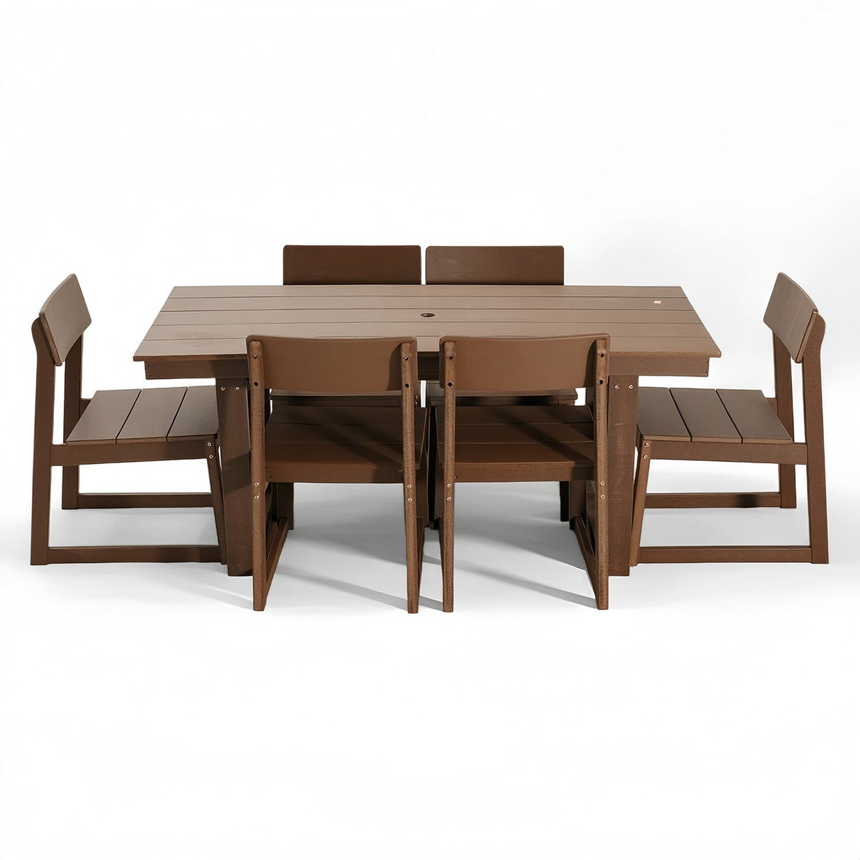 7-Piece Outdoor Dining Set with HDPE Patio Table & 6 Armless Chairs