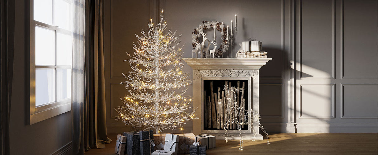 4FT Pre-lit Aspen Fir Artificial Christmas Tree with 230 Warm White LED Lights