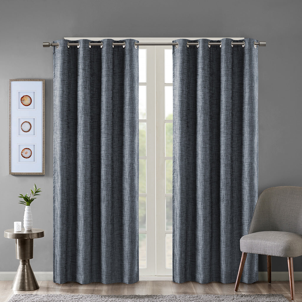 Printed-Heathered-Blackout-Grommet-Top-Curtain-Panel-Window-Curtains