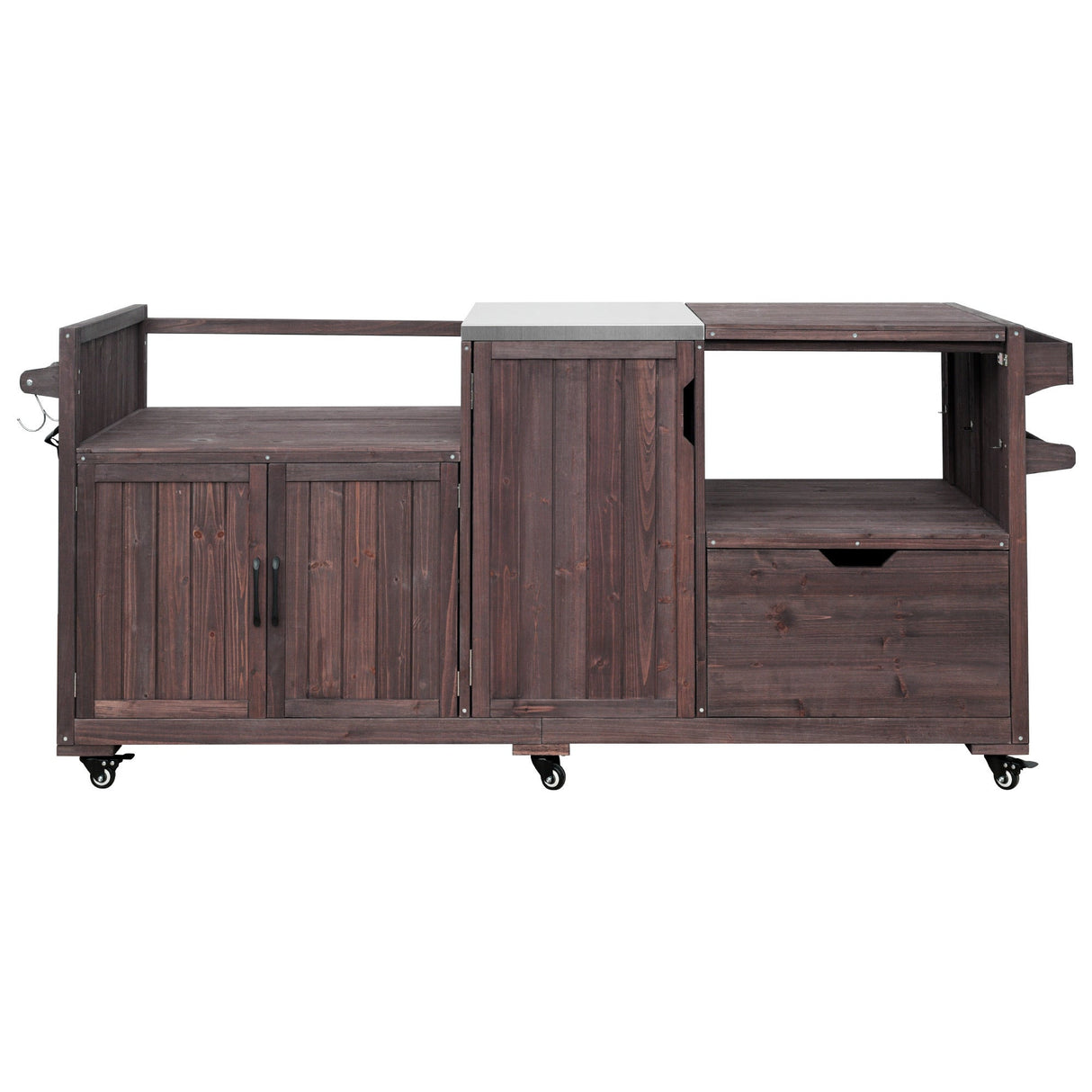 K&K 80.5' Outdoor Kitchen Island for Big Green Egg & Blackstone Griddle