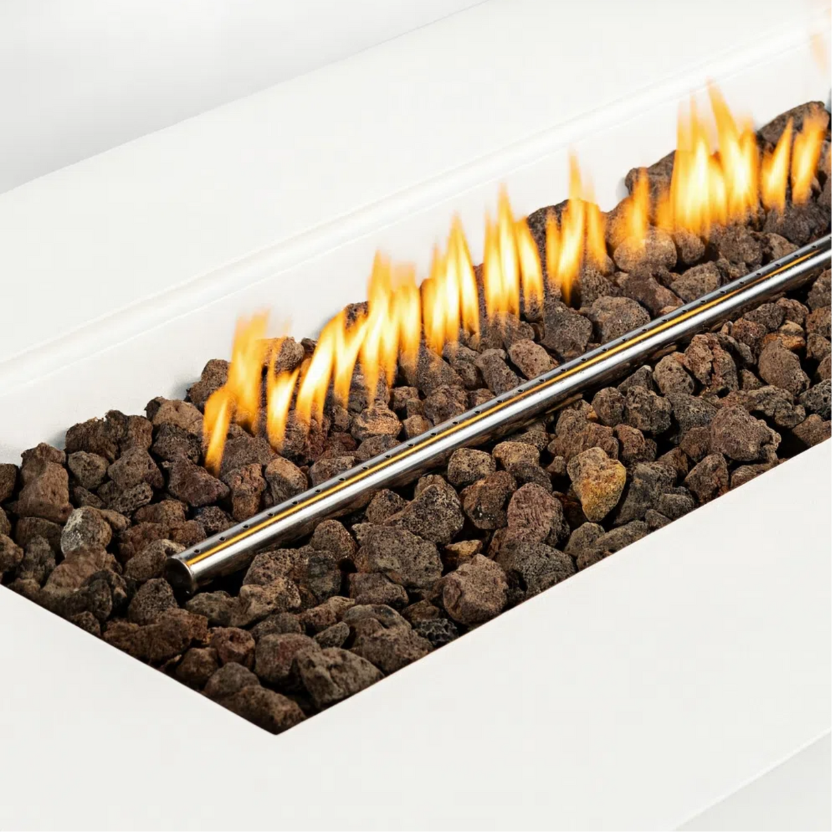 Outdoor Rectangle Propane Fire Pit Table 60 Inch, White