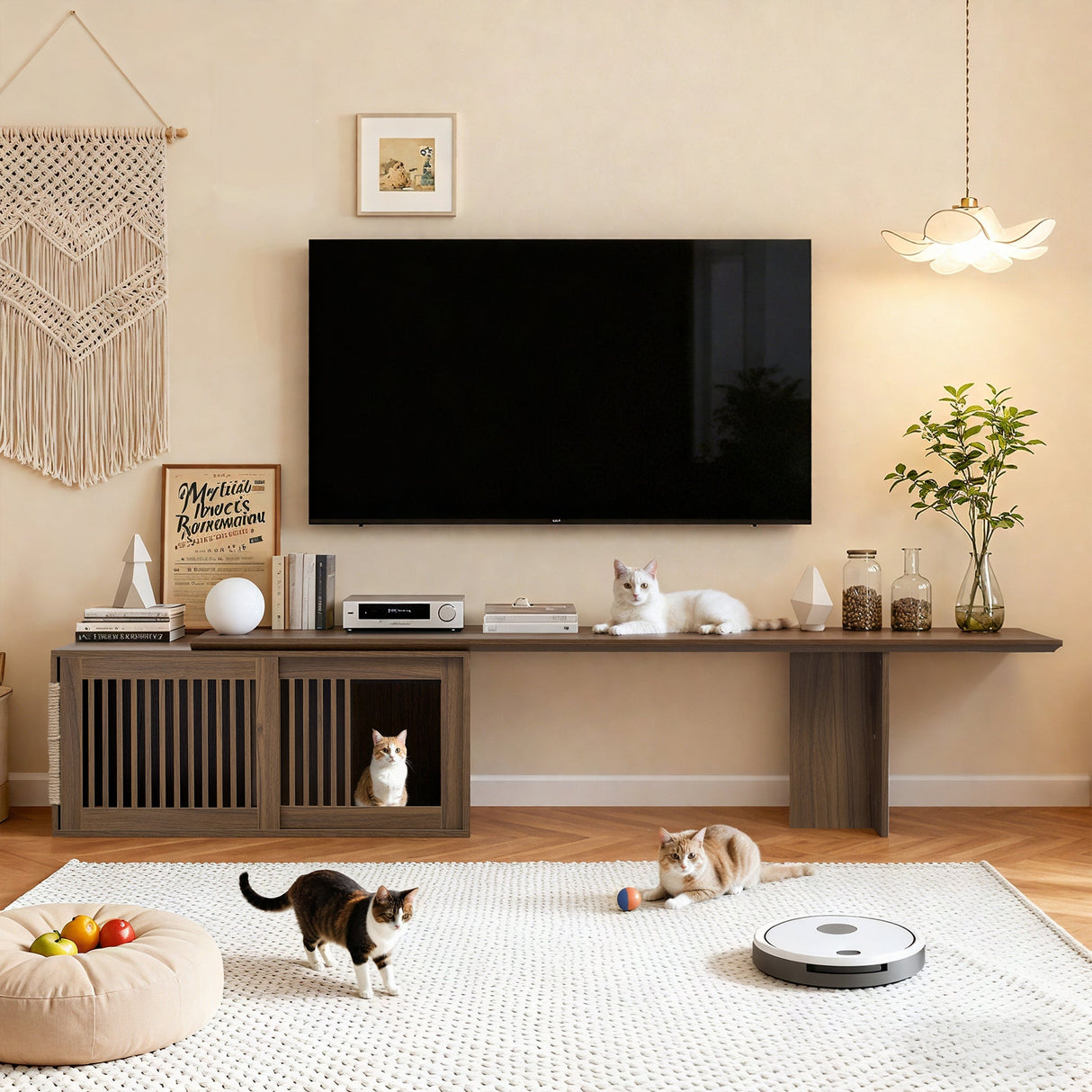 Mid-Century Modern 2-in-1 Extendable Walnut TV Stand