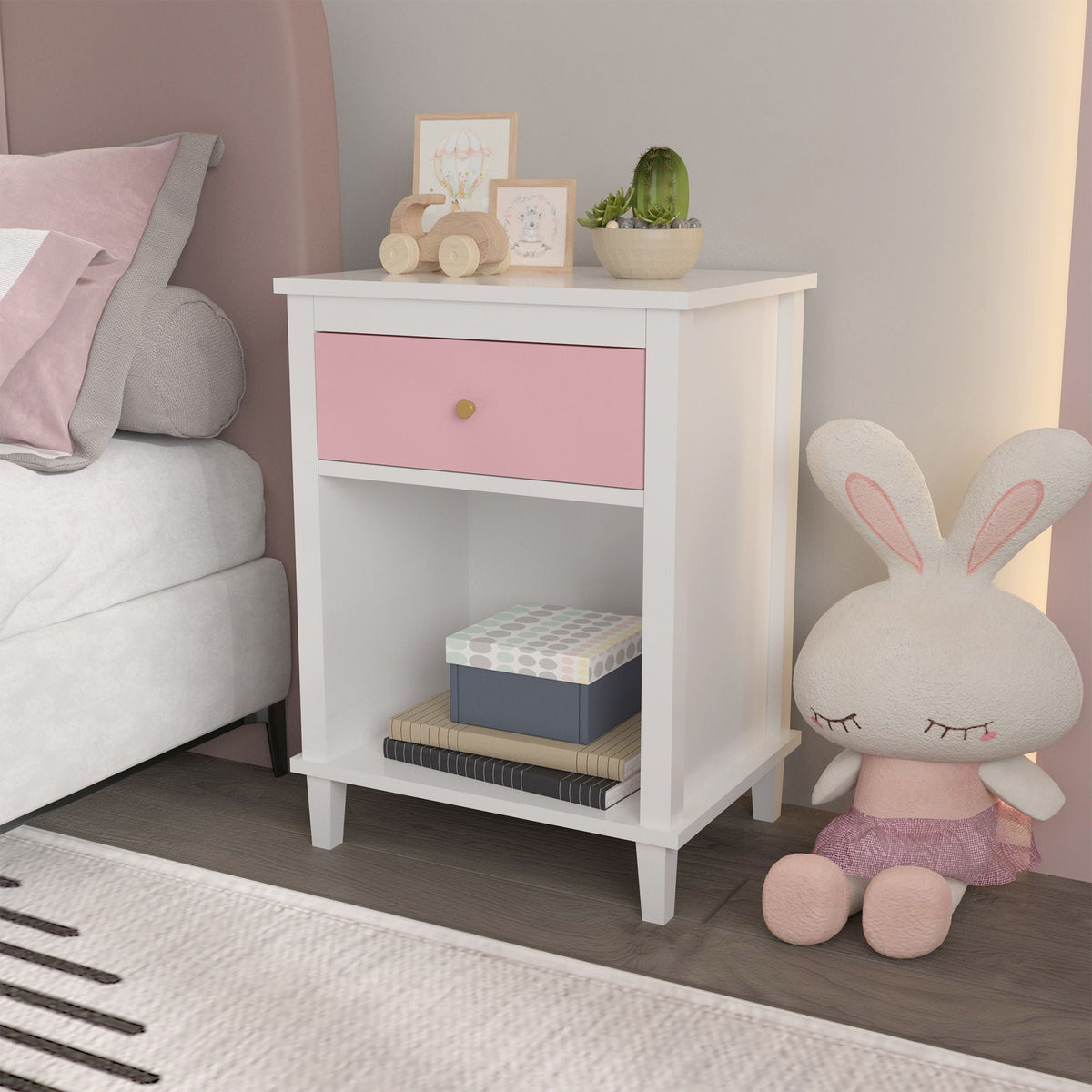 Nightstand With 1 Drawer 1 Shelf