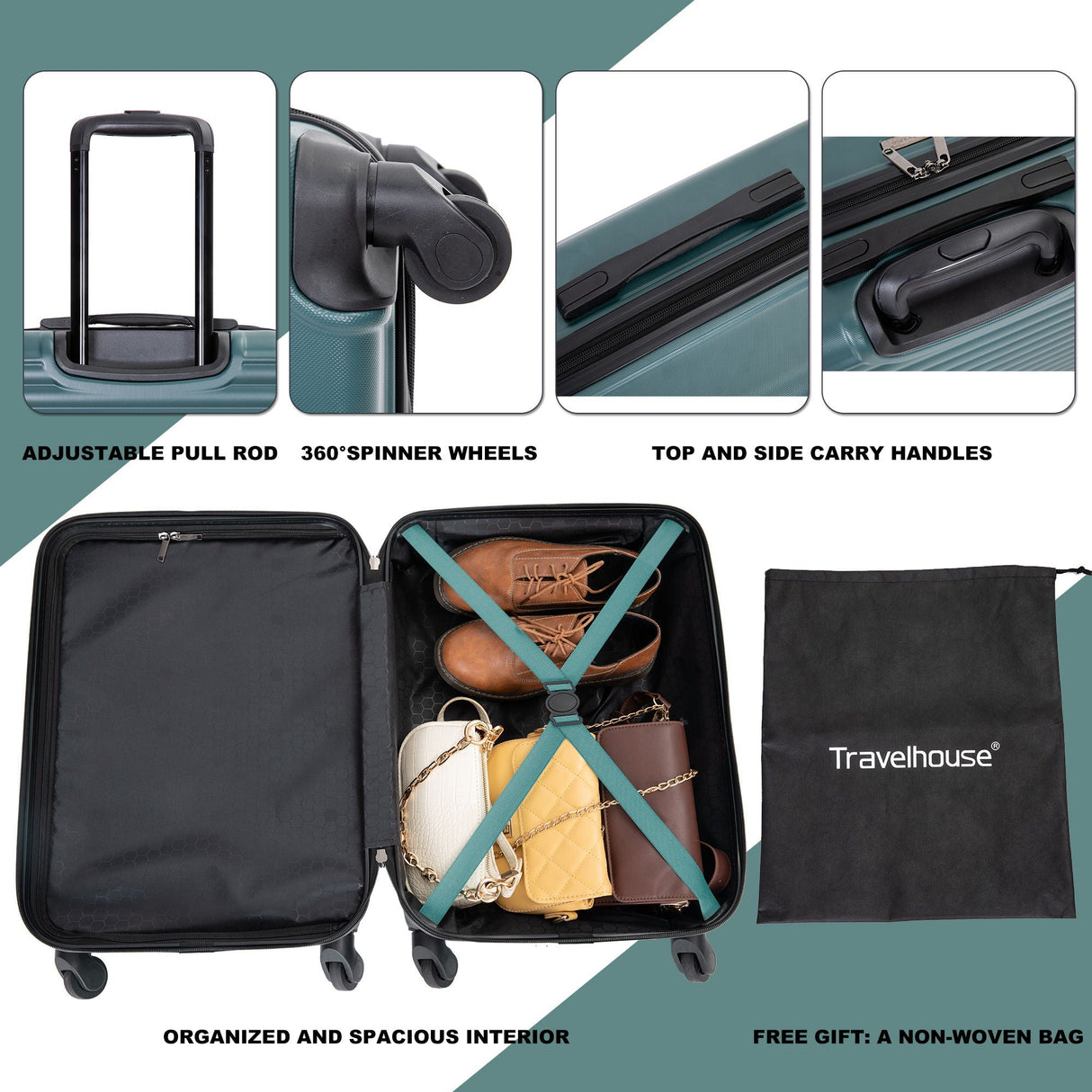 20" Carry On Lightweight Hardside Luggage with Spinner Wheels