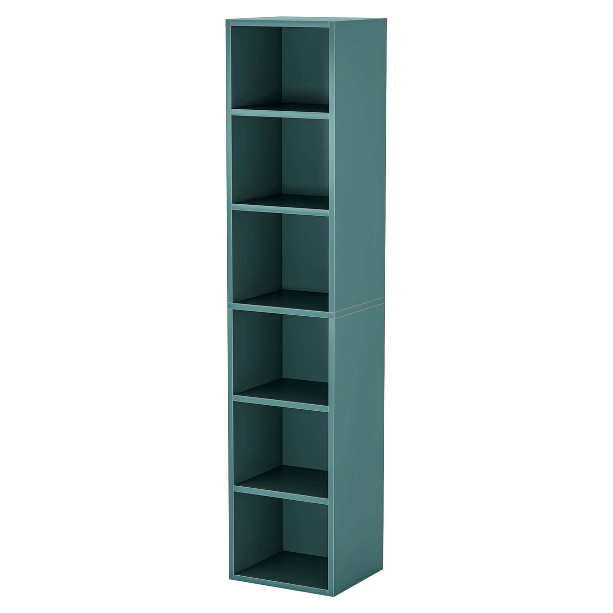 6 Tier Narrow Corner Cube Bookcase with Open Cubes - Light Blue or Dark Brown