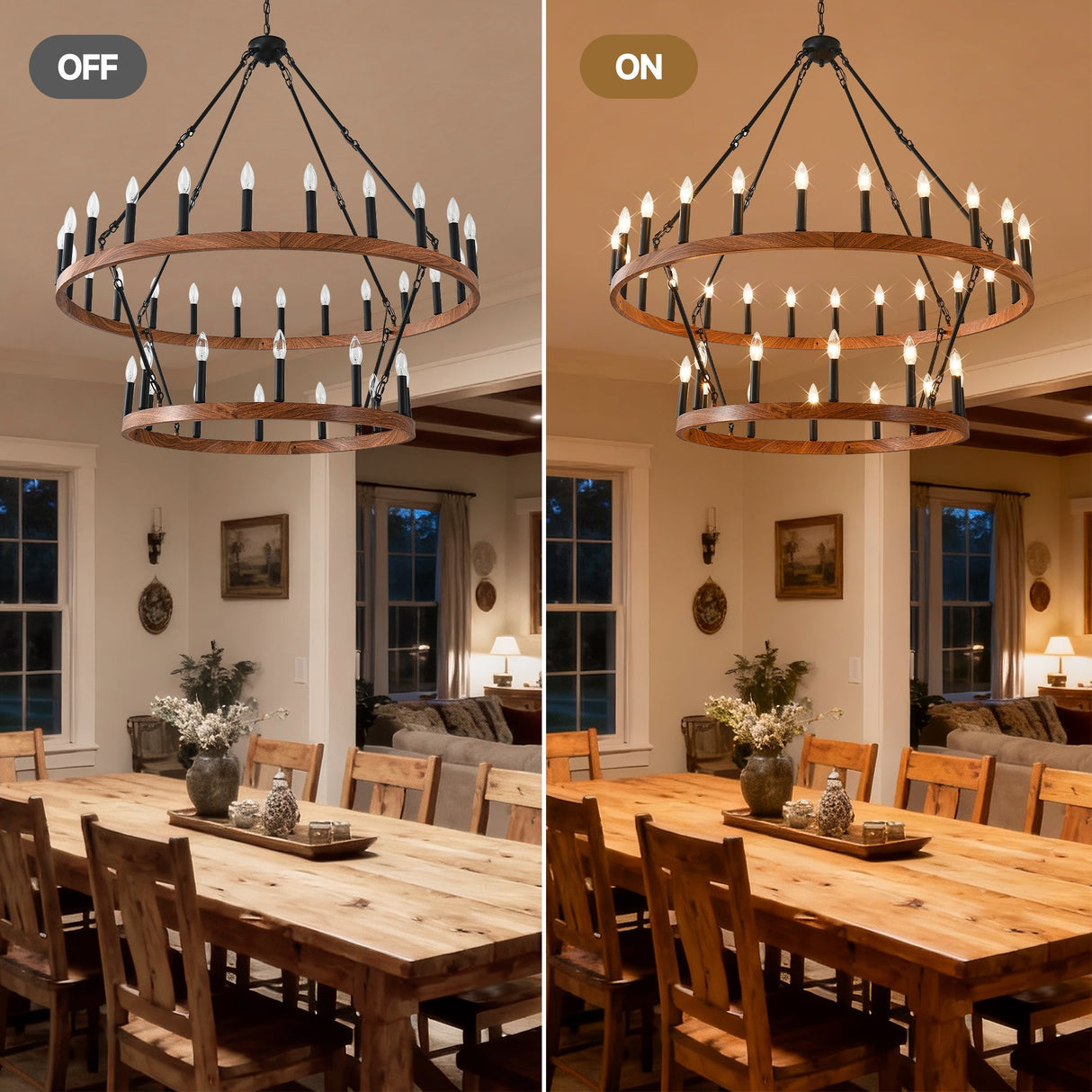 47.24 Inch Large Wagon Wheel Chandelier