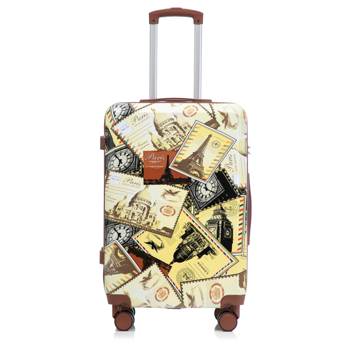 3-Piece Spinner Wheel Luggage Set with Waterproof Polycarbonate Shell - Black Vintage