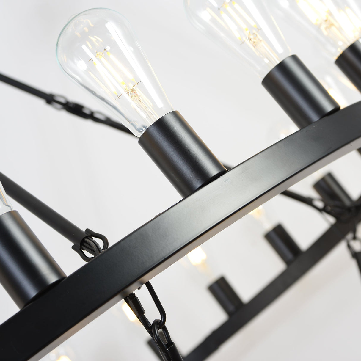 47.24 Inch Matte Black Wagon Wheel Chandelier with 36 Lights