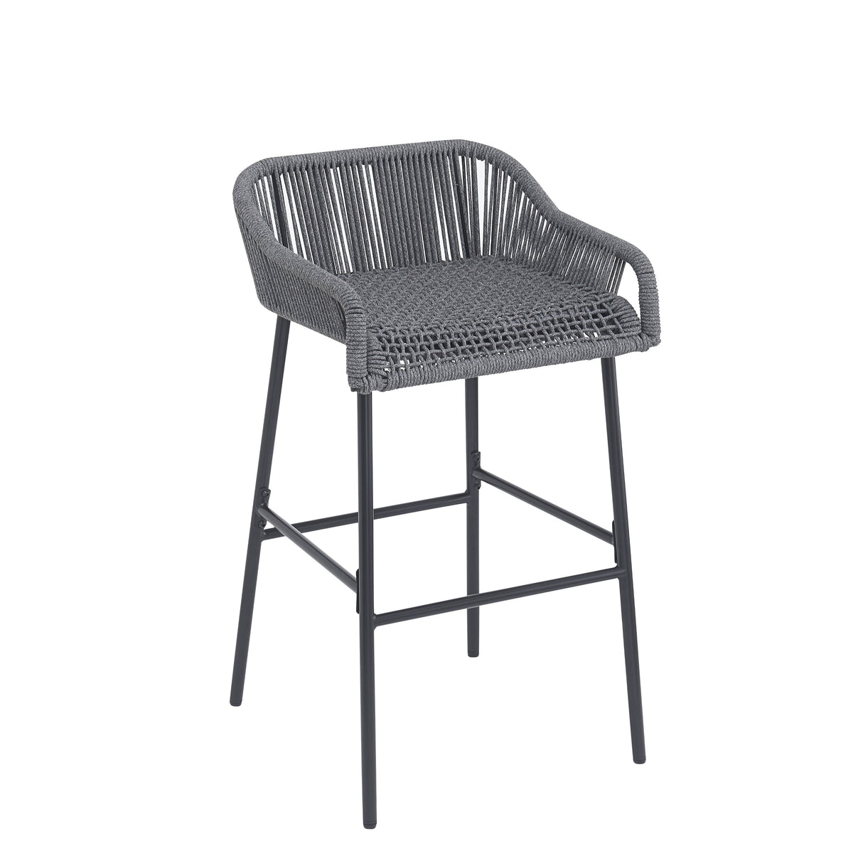 La Push Outdoor Patio Dark Gray Rope Barstool (Set of 2)