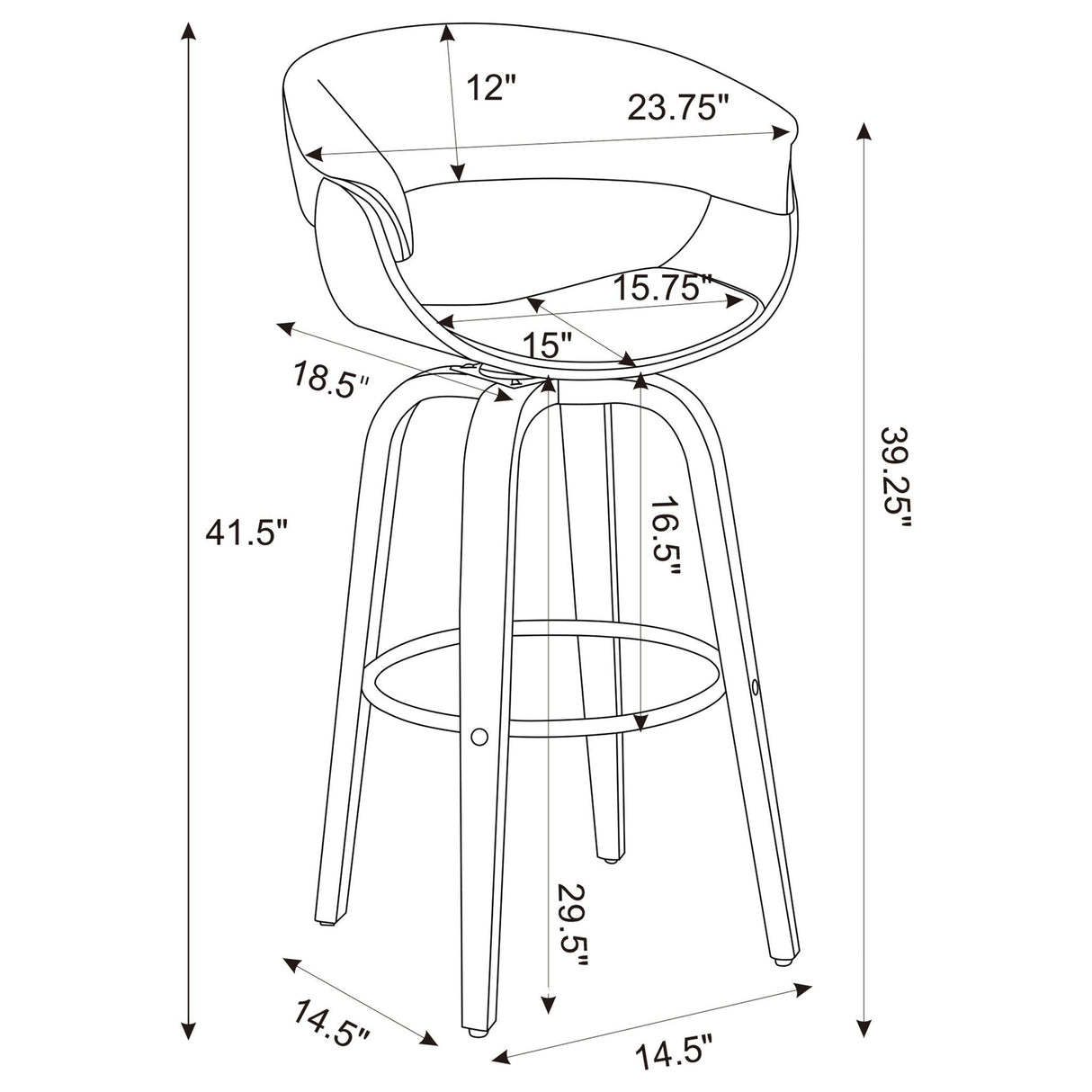 Swivel Bar Stool Elegant Design With Upholstery - Cream