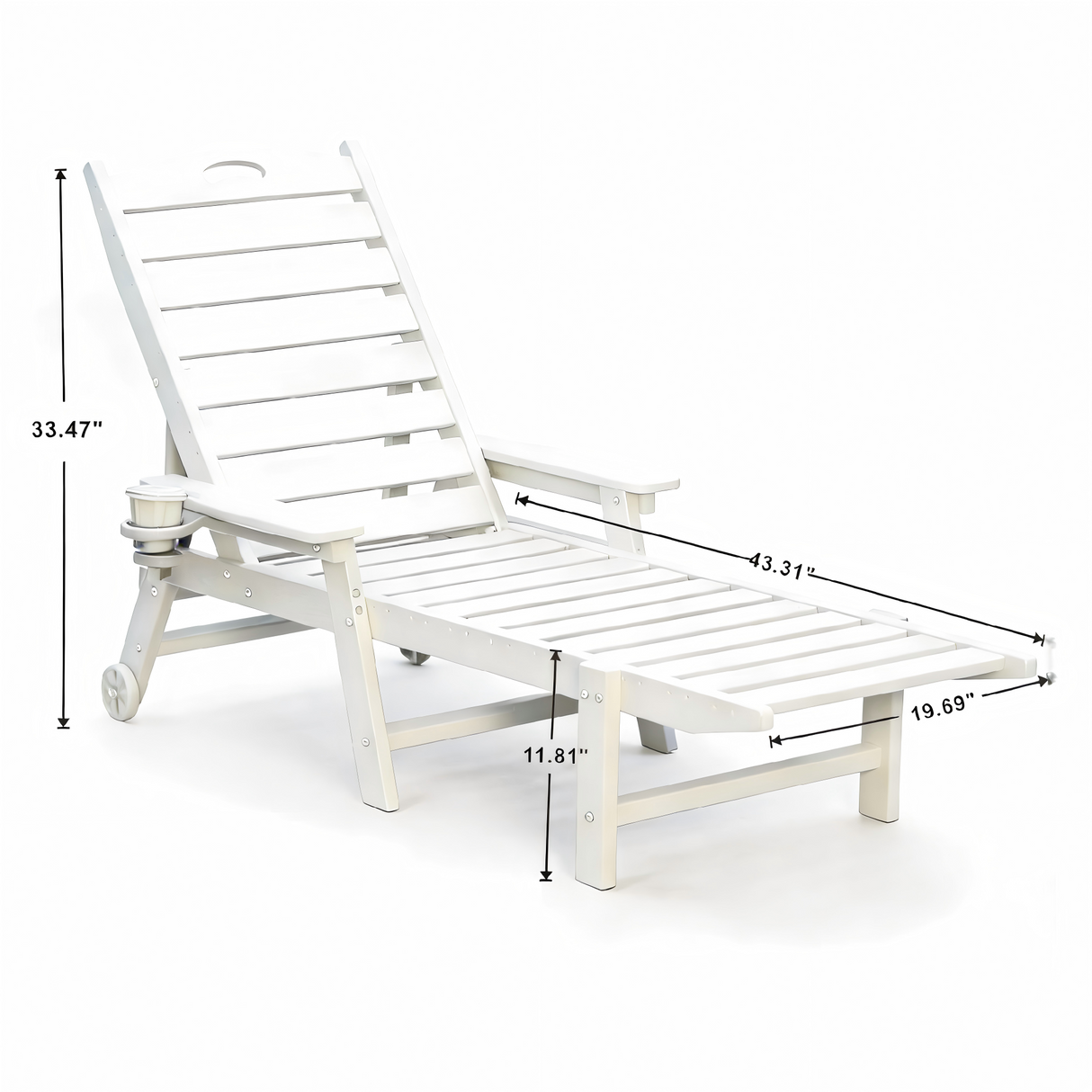 HDPE Chaise Lounge Chair Outdoor, Pool Lounge Chairs with 4-Position Adjustable Backrest, Supports Up to 360 LBS for Patio Poolside Deck Beach Backyard (white)