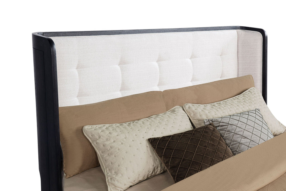 Leandro 55-inch California King Wingback Bed Burnished Black