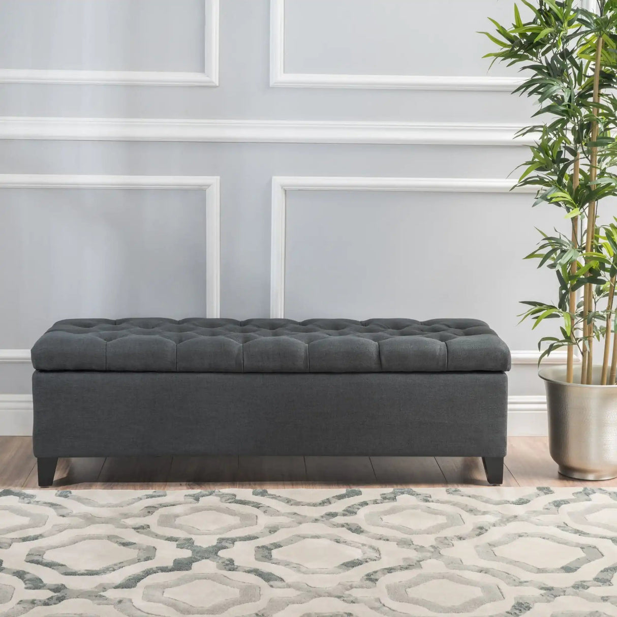 Glouster Contemporary Storage Ottoman With Button Tufted Design