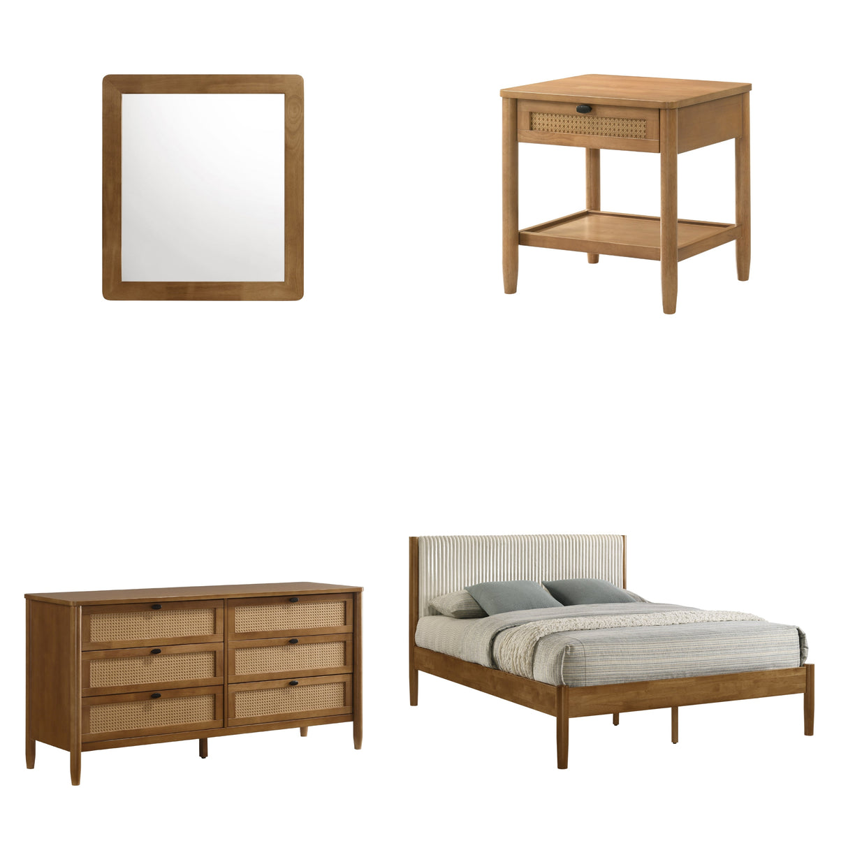 Vichy 4-Piece Rubberwood Queen Bedroom Set