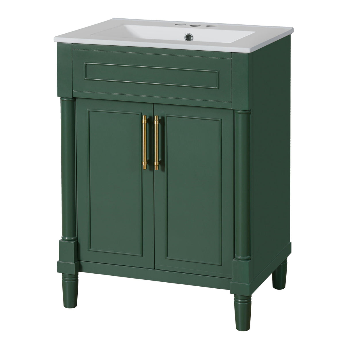 Bathroom Vanity With Integrated Sink, 2 Door Cabinet, Single Sink For Small To Medium Bathrooms