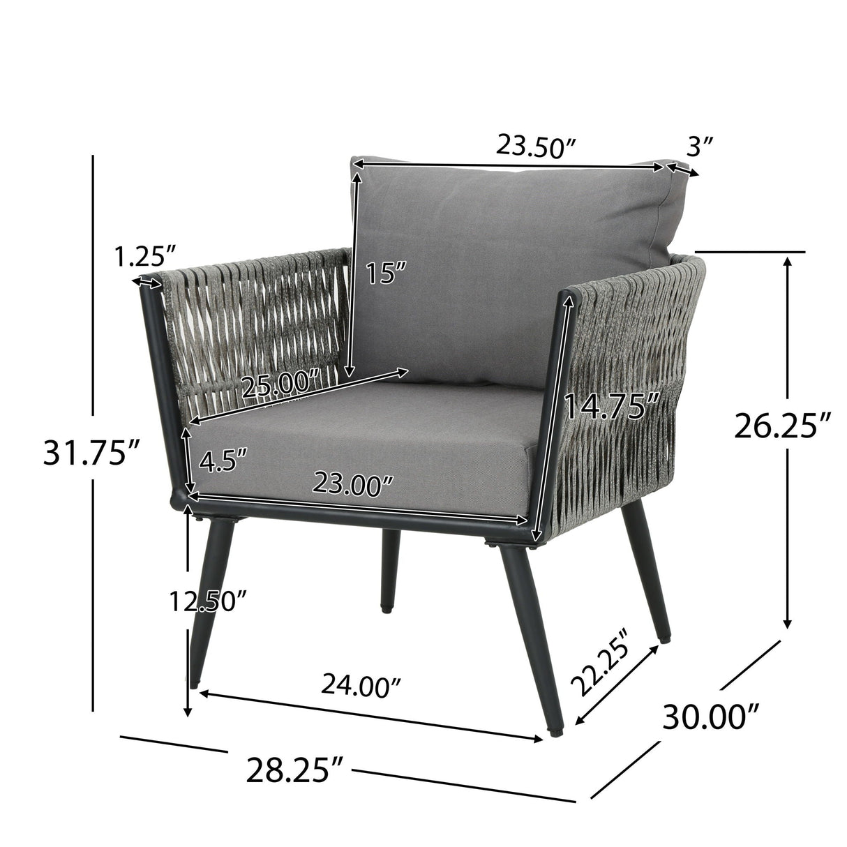 Oceanus Chat Set Chair - Gray