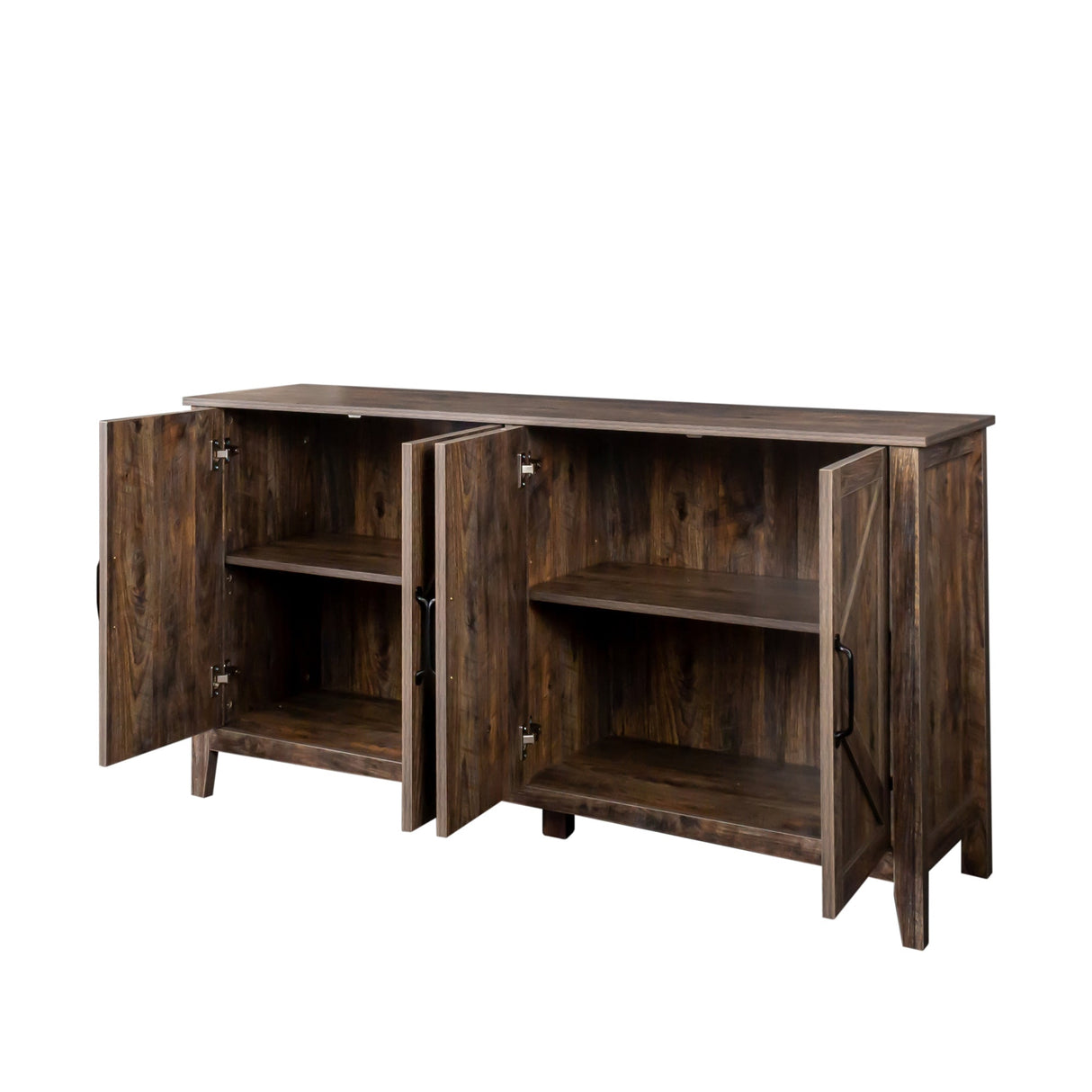 Cabinet with 4 Doors and 4 Open Shelves Freestanding Sideboard