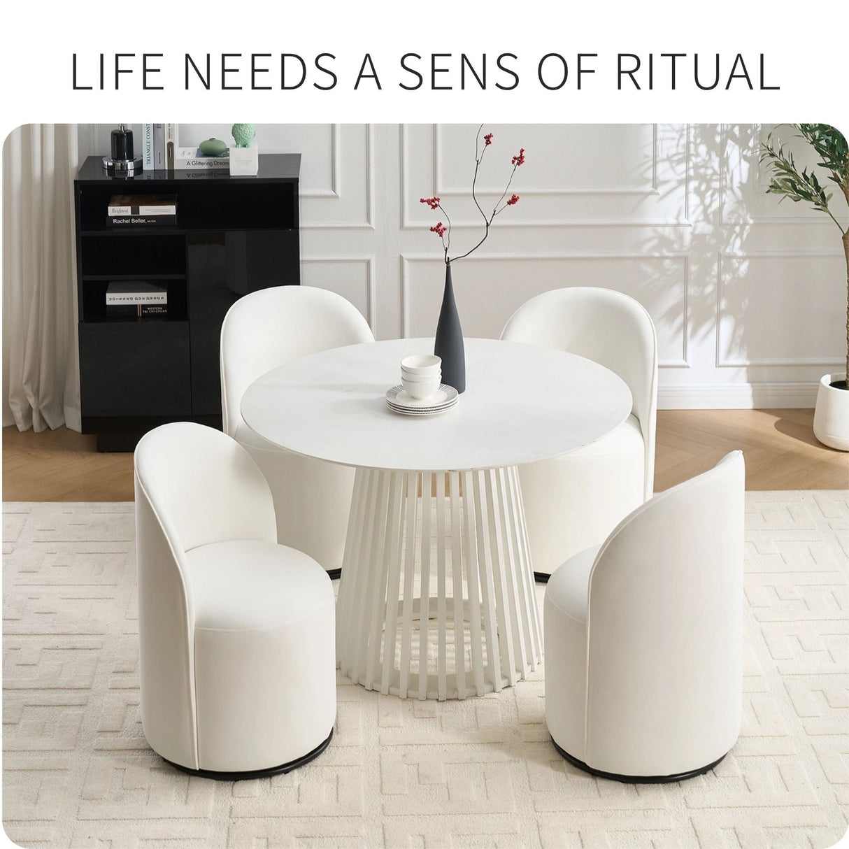 360 Degree Swivel Armless Dining Barrel Chair