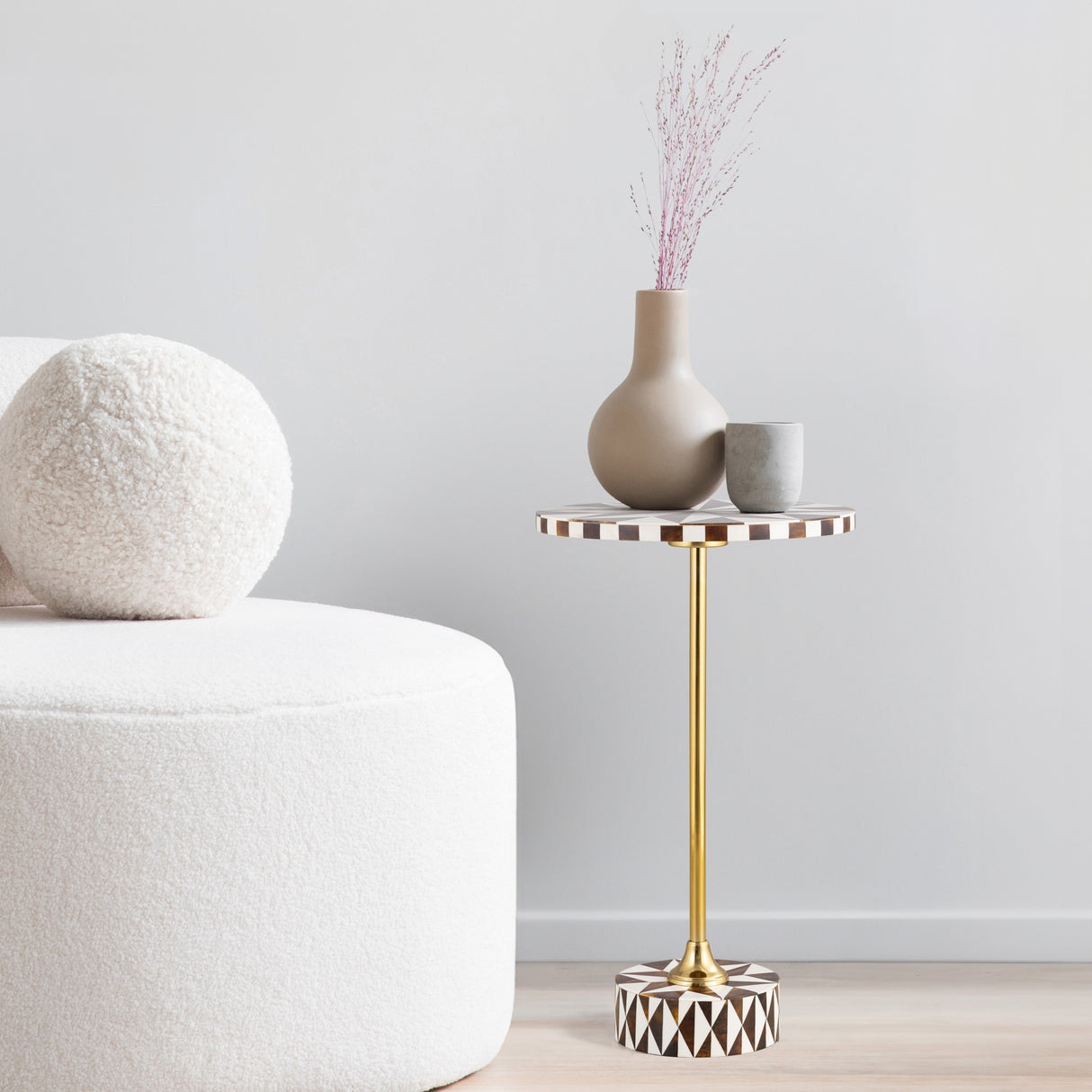 Calix Contemporary Minimalist Metal/Cork Round End Table