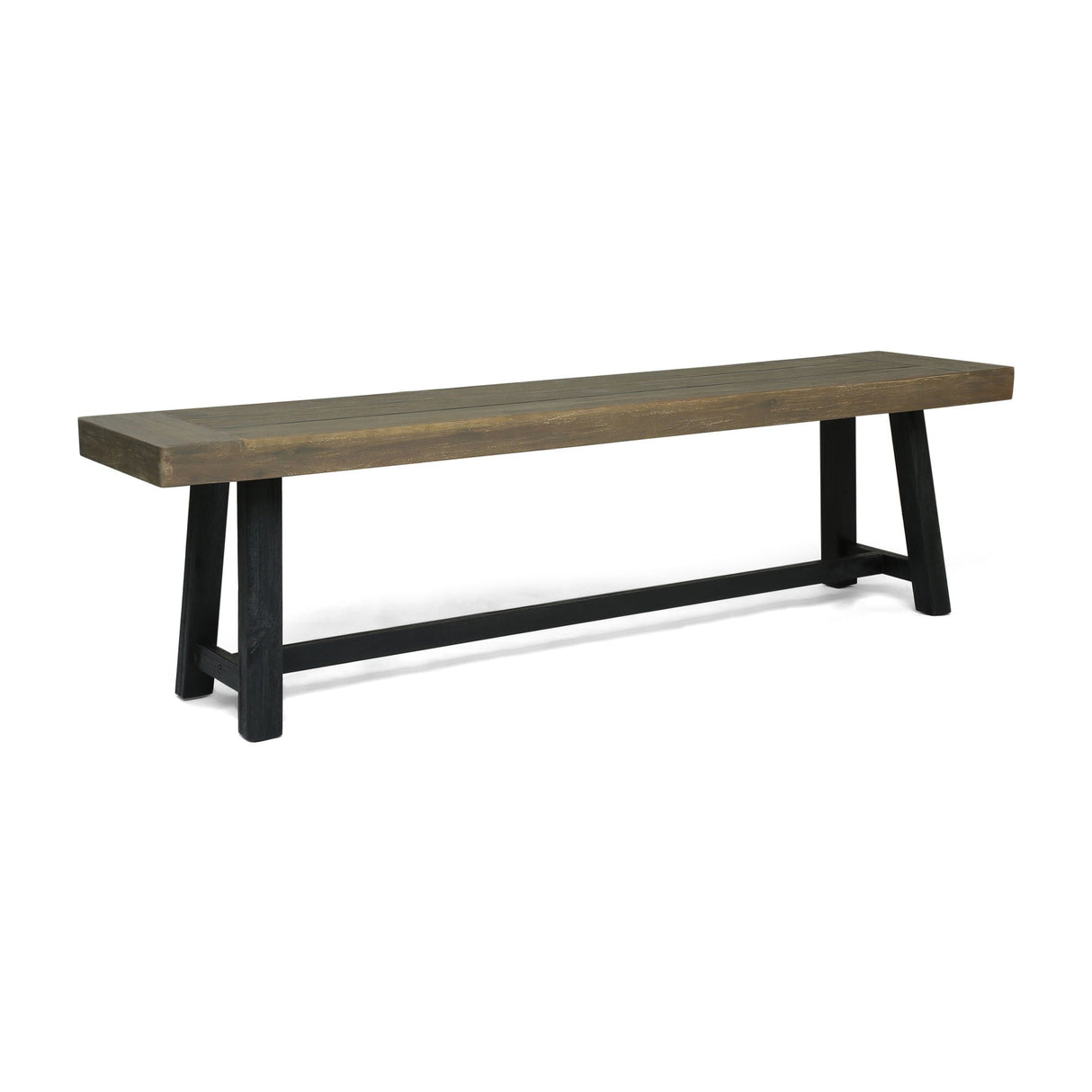 Cloud Outdoor Bench with Acacia Wood Frame and Slat Panel Design