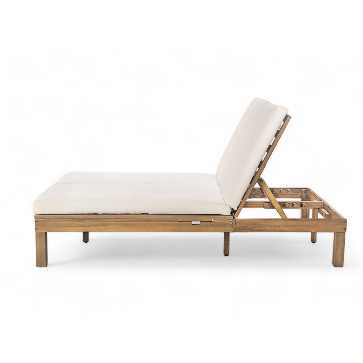 TREXM 5-Position Adjustable Backrest Double Chaise Lounge Outdoor