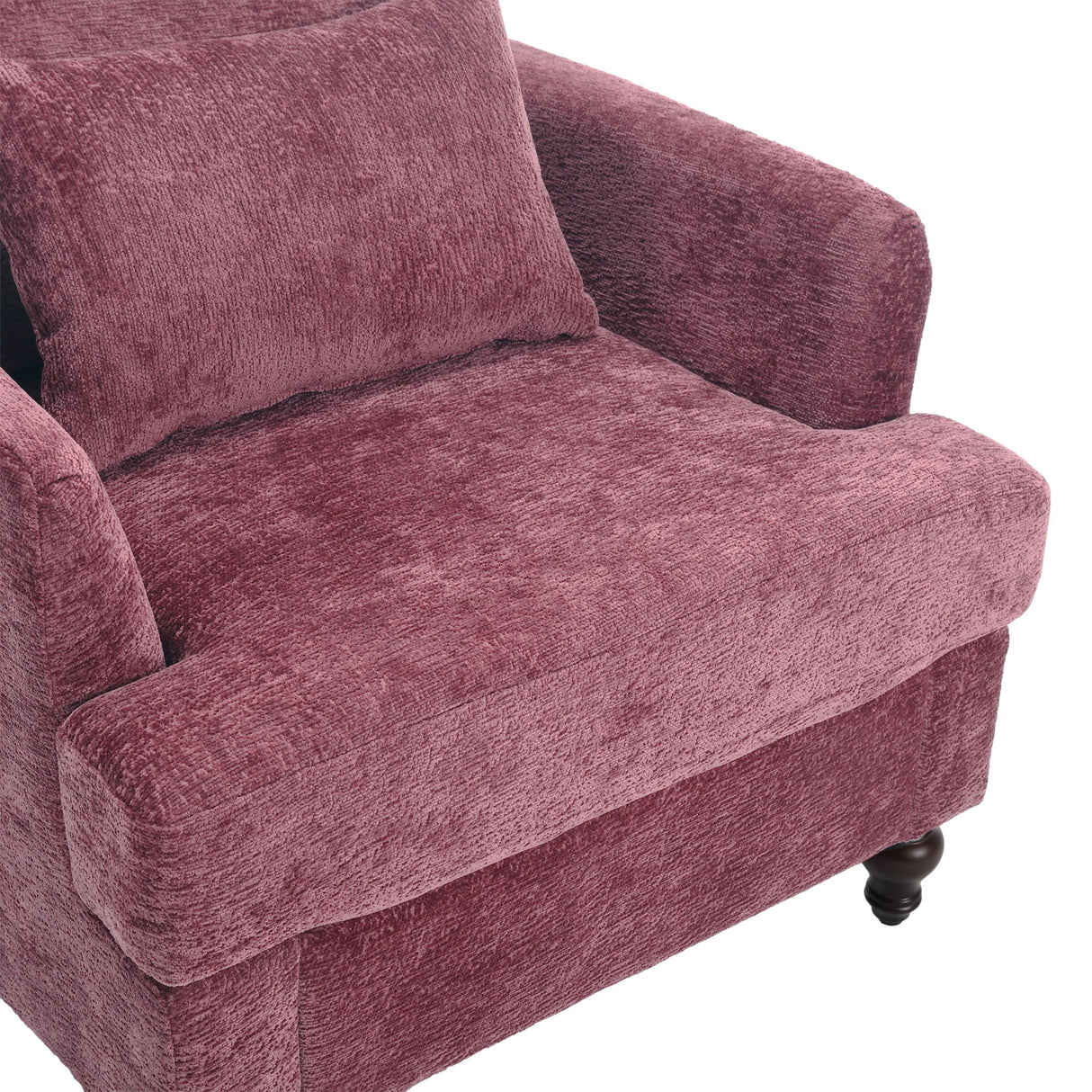 Modern Mid Century Wood Frame Armchair With Tufted Design
