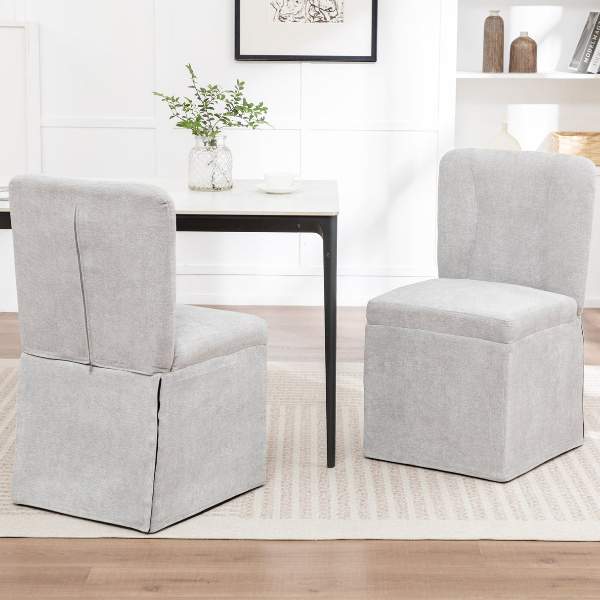 Linen Dining Chairs - Modern Fabric Side Chairs for Dining Room